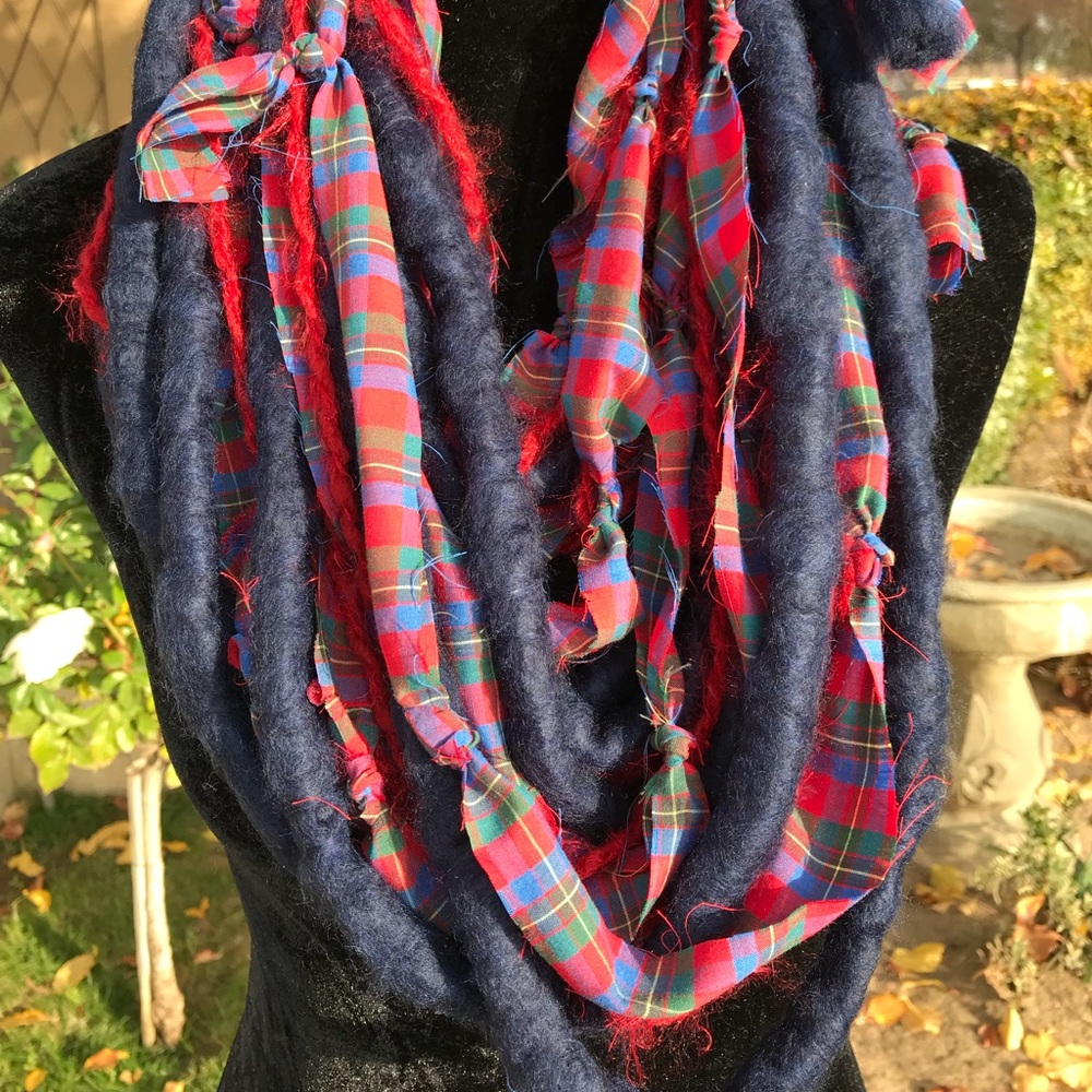 Multi textured handmade infinity scarf chunky